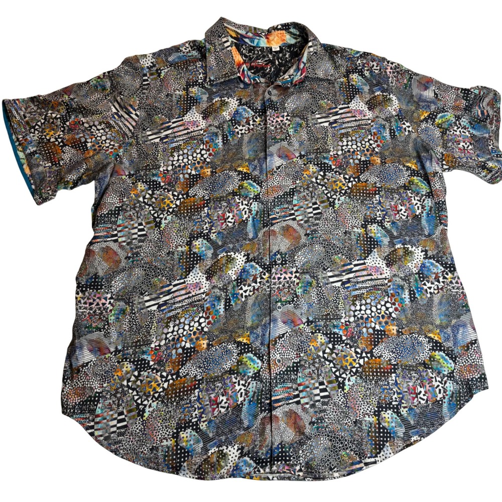 Robert Graham Shirt Men's Multi-Color Excellent Abstract Mosaic Print 3XLT
